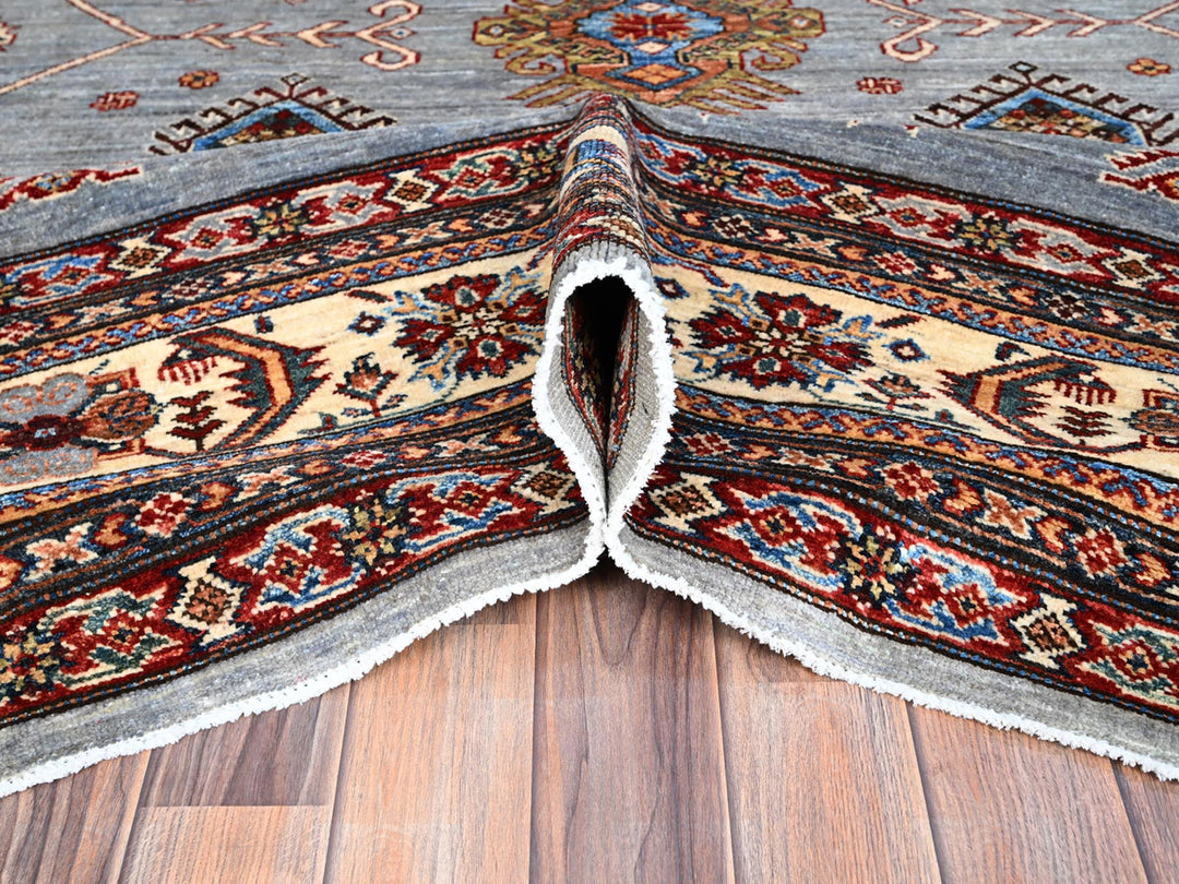 10'2" x 14'0" New Hand Knotted Grey Wool Rectangle Oriental Rug - MOA10286885