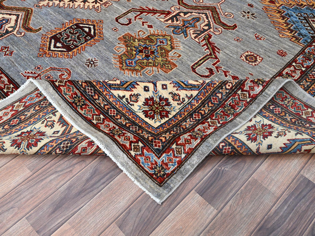 10'2" x 14'0" New Hand Knotted Grey Wool Rectangle Oriental Rug - MOA10286885