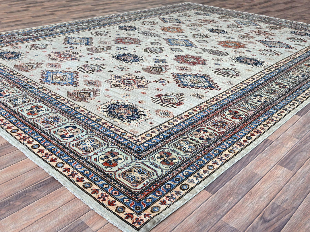 9'11" x 13'8" New Hand Knotted Grey Wool Rectangle Oriental Rug - MOA10286886