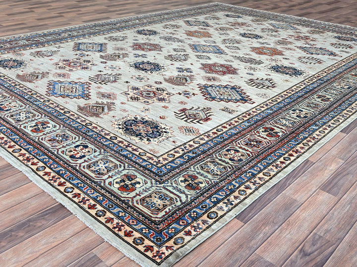 9'11" x 13'8" New Hand Knotted Grey Wool Rectangle Oriental Rug - MOA10286886