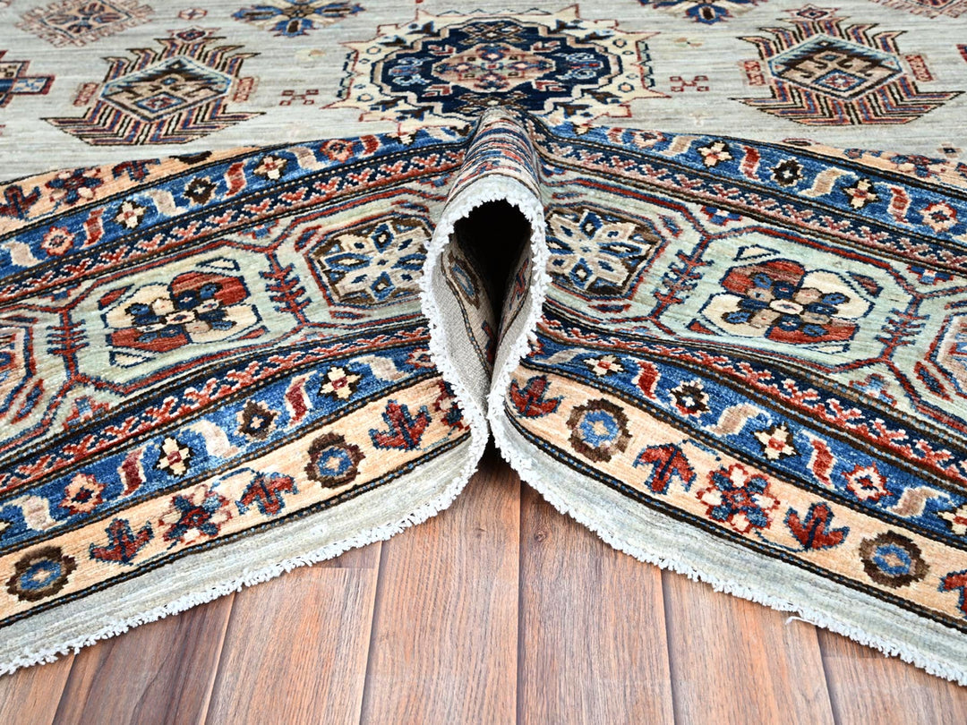 9'11" x 13'8" New Hand Knotted Grey Wool Rectangle Oriental Rug - MOA10286886