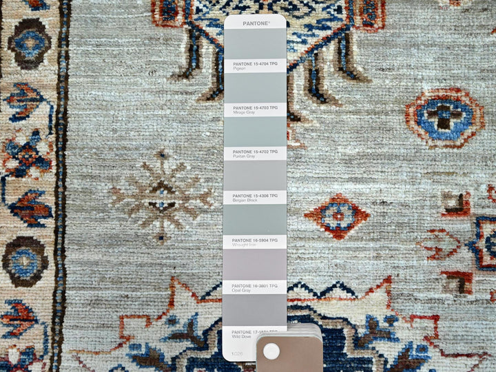 9'11" x 13'8" New Hand Knotted Grey Wool Rectangle Oriental Rug - MOA10286886