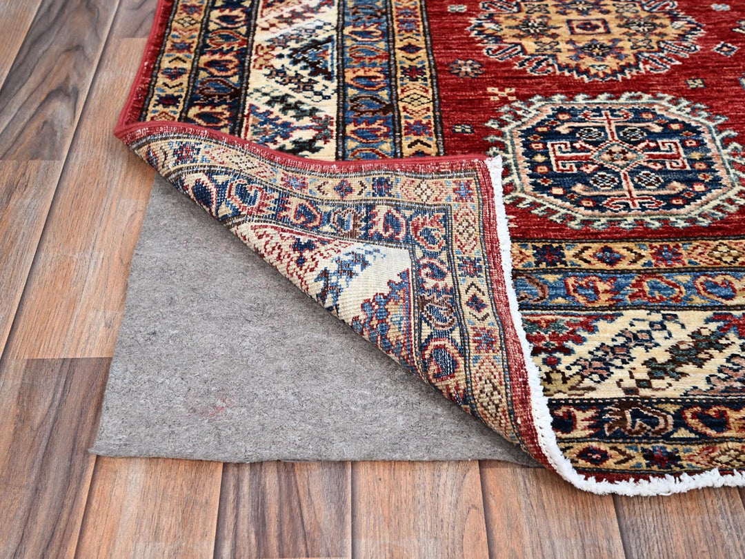 6'1" x 8'10" New Hand Knotted Red Wool Rectangle Oriental Rug - MOA10286888