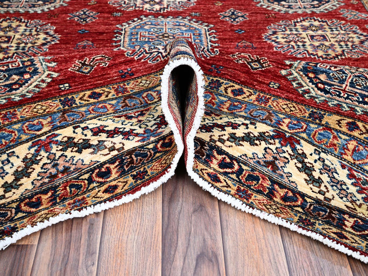 6'1" x 8'10" New Hand Knotted Red Wool Rectangle Oriental Rug - MOA10286888