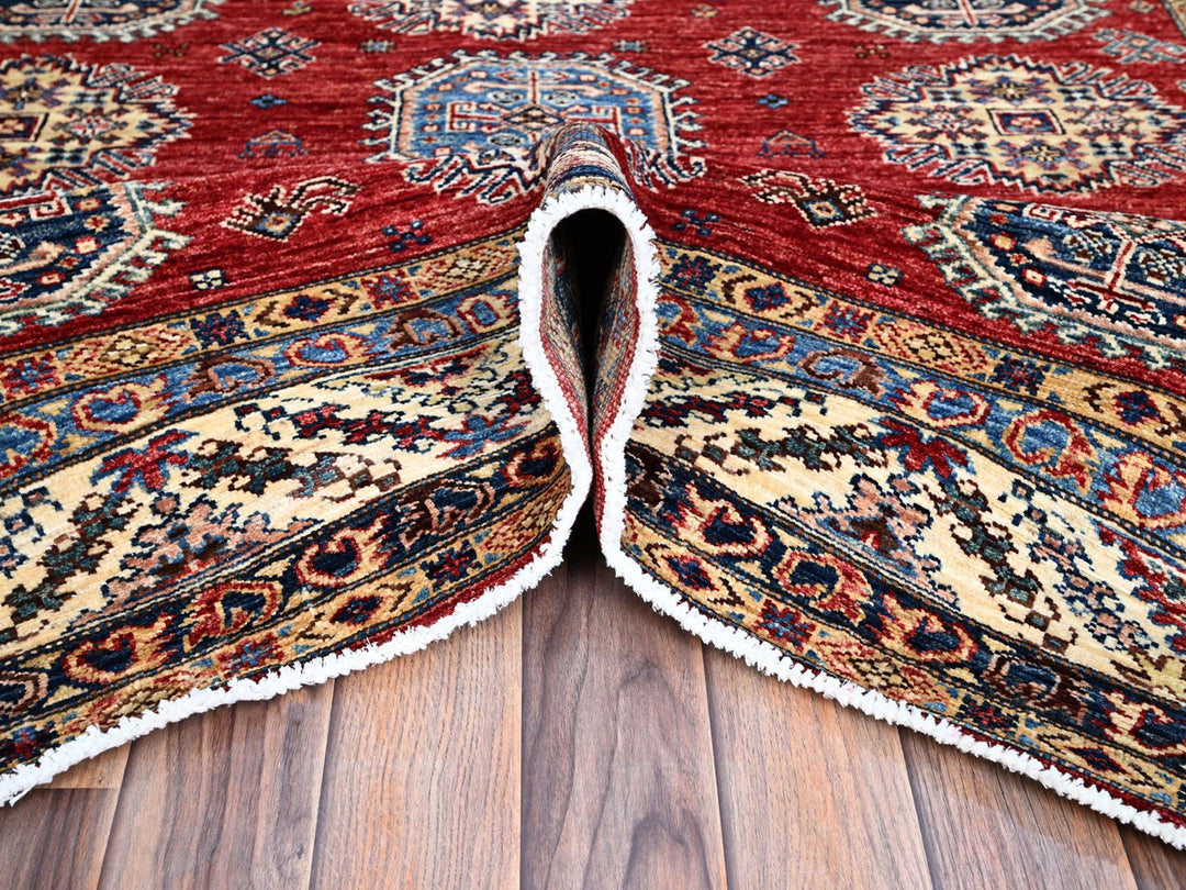 6'1" x 8'10" New Hand Knotted Red Wool Rectangle Oriental Rug - MOA10286888