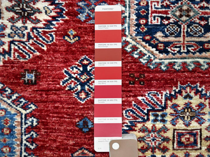 6'1" x 8'10" New Hand Knotted Red Wool Rectangle Oriental Rug - MOA10286888