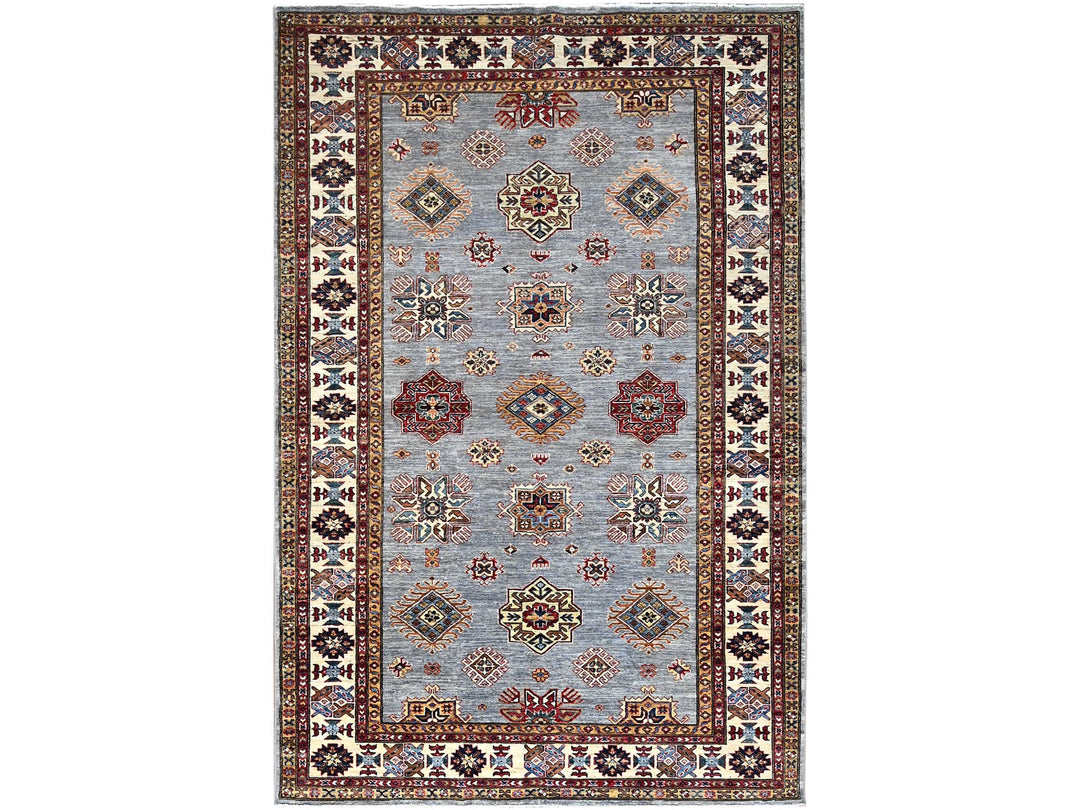 6'0" x 9'1" New Hand Knotted Grey Wool Rectangle Oriental Rug - MOA10286889