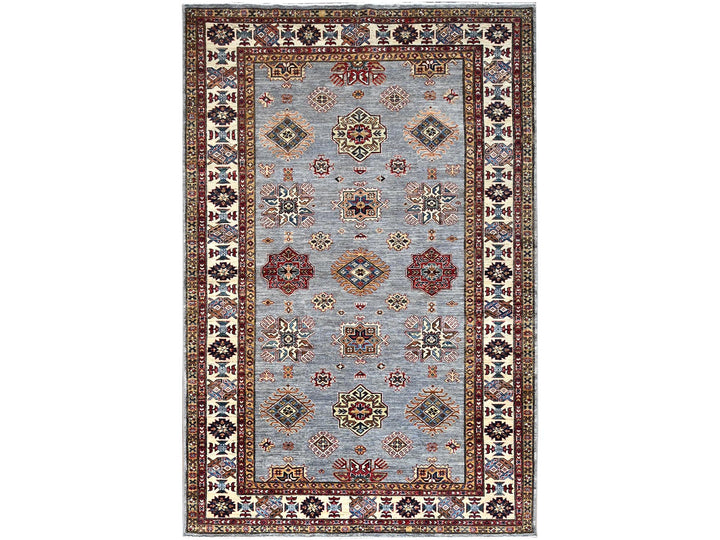 6'0" x 9'1" New Hand Knotted Grey Wool Rectangle Oriental Rug - MOA10286889