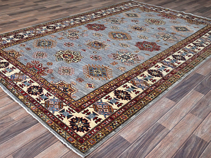 6'0" x 9'1" New Hand Knotted Grey Wool Rectangle Oriental Rug - MOA10286889