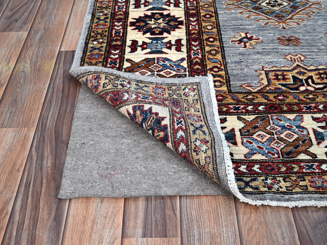 6'0" x 9'1" New Hand Knotted Grey Wool Rectangle Oriental Rug - MOA10286889