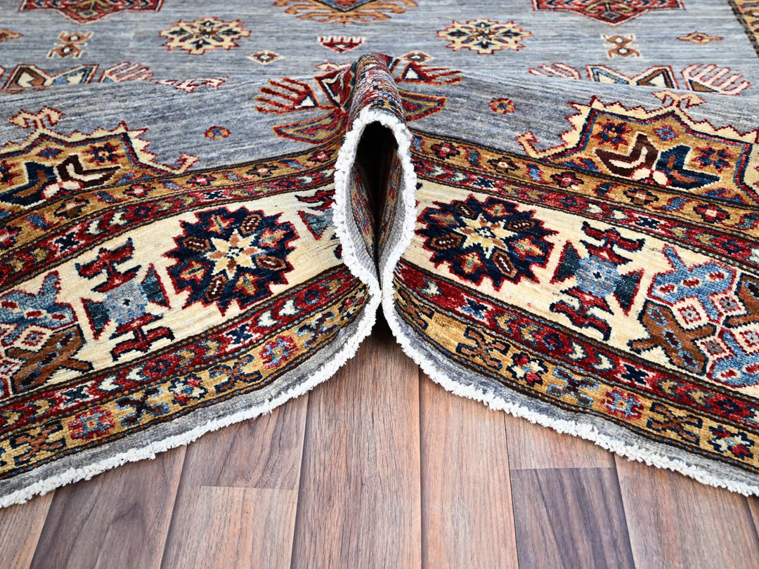 6'0" x 9'1" New Hand Knotted Grey Wool Rectangle Oriental Rug - MOA10286889