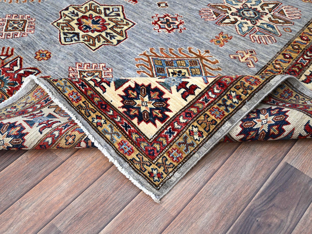 6'0" x 9'1" New Hand Knotted Grey Wool Rectangle Oriental Rug - MOA10286889