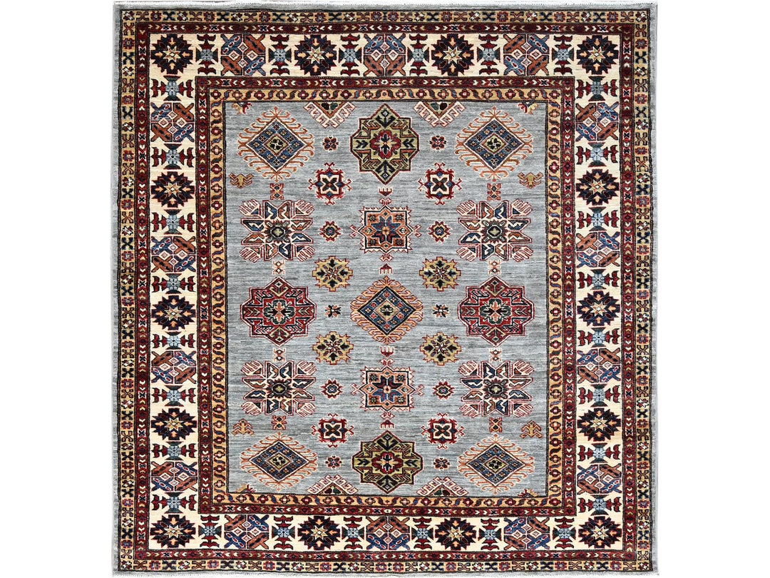 5'11" x 6'2" New Hand Knotted Grey Wool Square Oriental Rug - MOA10286891