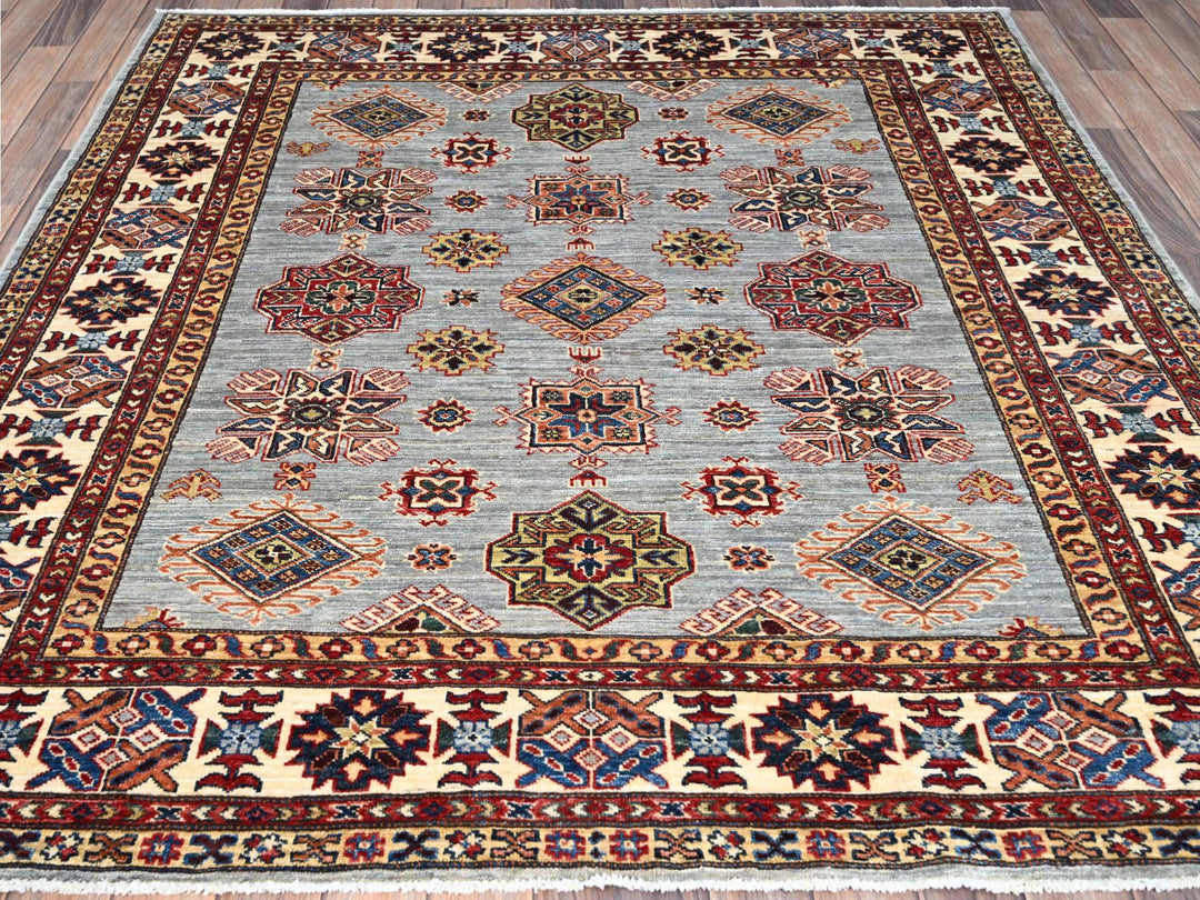 5'11" x 6'2" New Hand Knotted Grey Wool Square Oriental Rug - MOA10286891