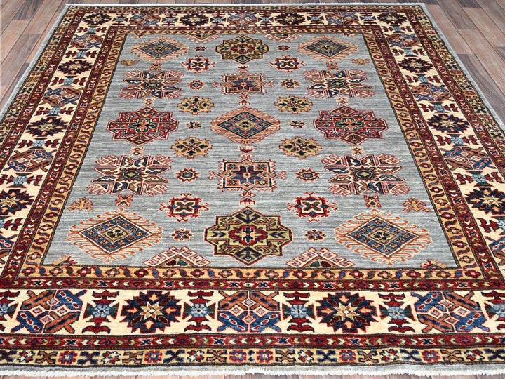 5'11" x 6'2" New Hand Knotted Grey Wool Square Oriental Rug - MOA10286891