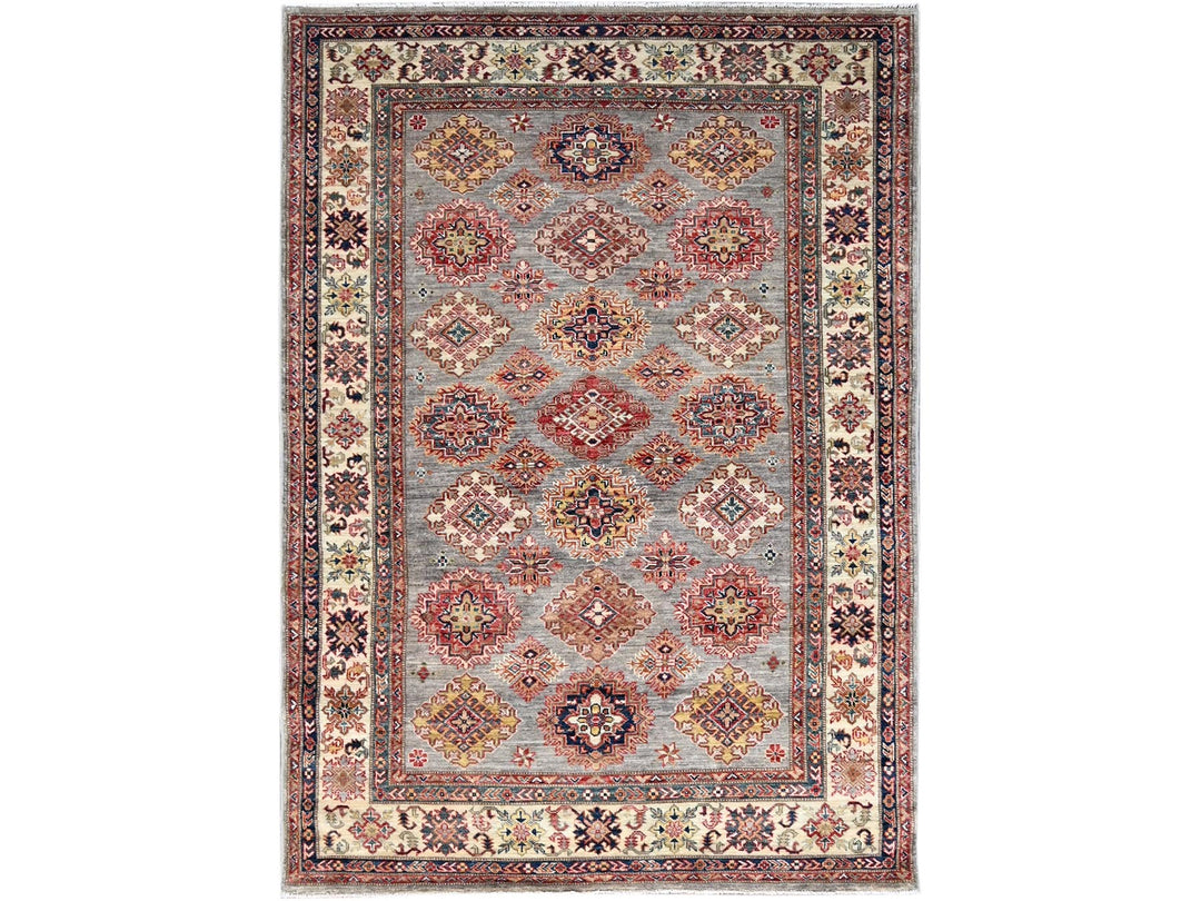 4'9" x 6'7" New Hand Knotted Grey Wool Rectangle Oriental Rug - MOA10286892