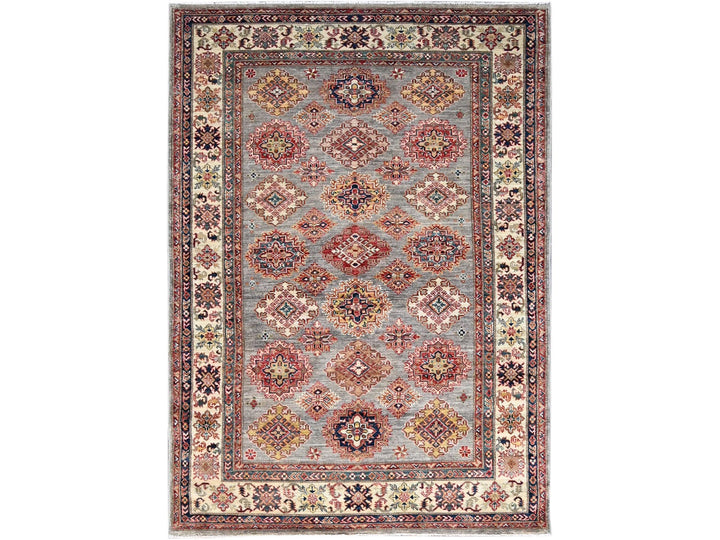 4'9" x 6'7" New Hand Knotted Grey Wool Rectangle Oriental Rug - MOA10286892