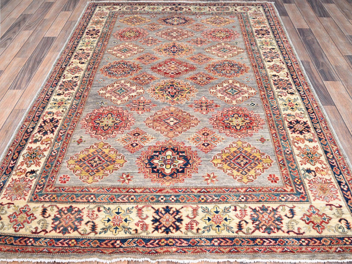 4'9" x 6'7" New Hand Knotted Grey Wool Rectangle Oriental Rug - MOA10286892