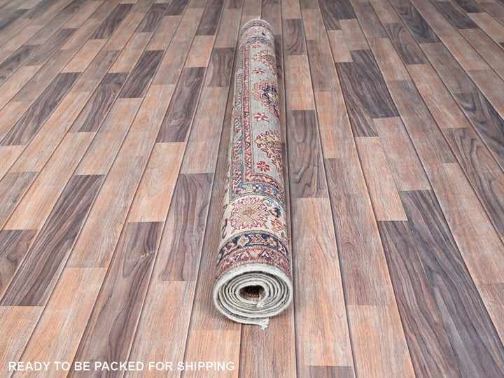 4'9" x 6'7" New Hand Knotted Grey Wool Rectangle Oriental Rug - MOA10286892