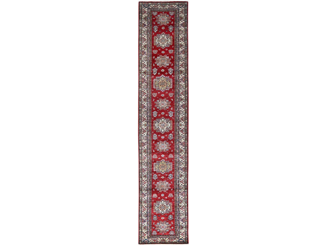 2'7" x 13'2" New Hand Knotted Red Wool Runner Oriental Rug - MOA10286910