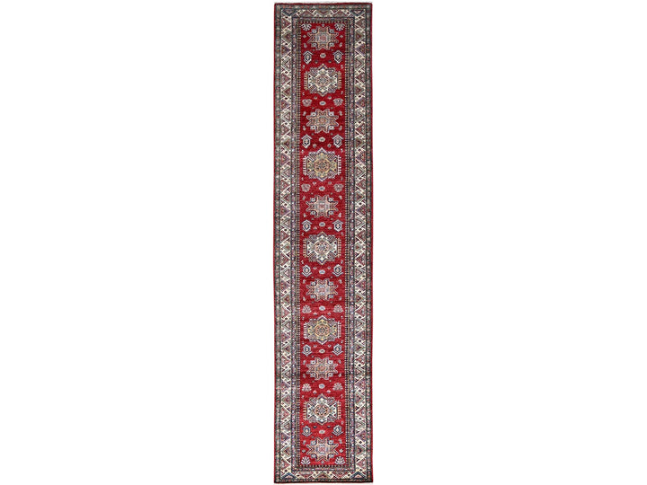 2'7" x 13'2" New Hand Knotted Red Wool Runner Oriental Rug - MOA10286910