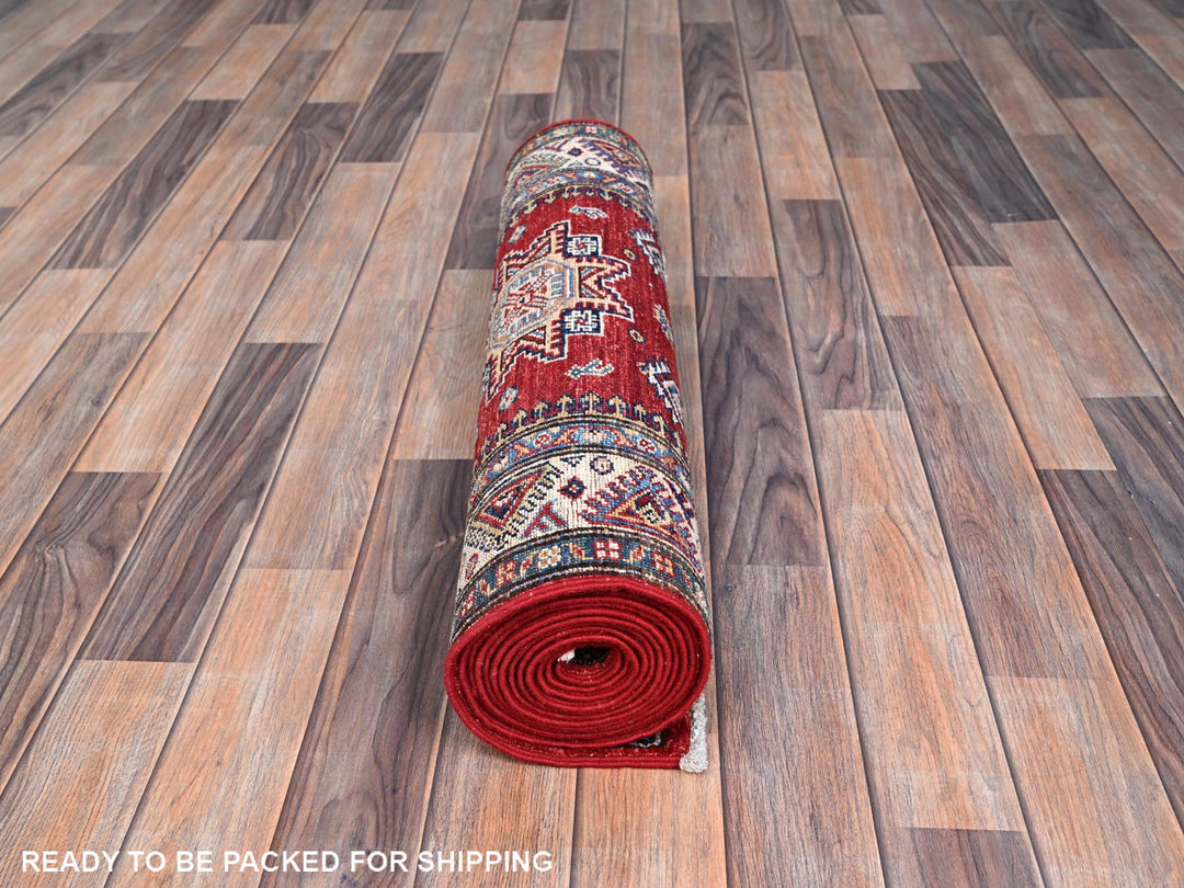 2'7" x 13'2" New Hand Knotted Red Wool Runner Oriental Rug - MOA10286910