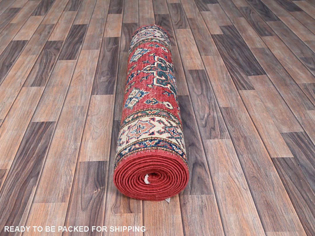 2'8" x 13'4" New Hand Knotted Red Wool Runner Oriental Rug - MOA10286914