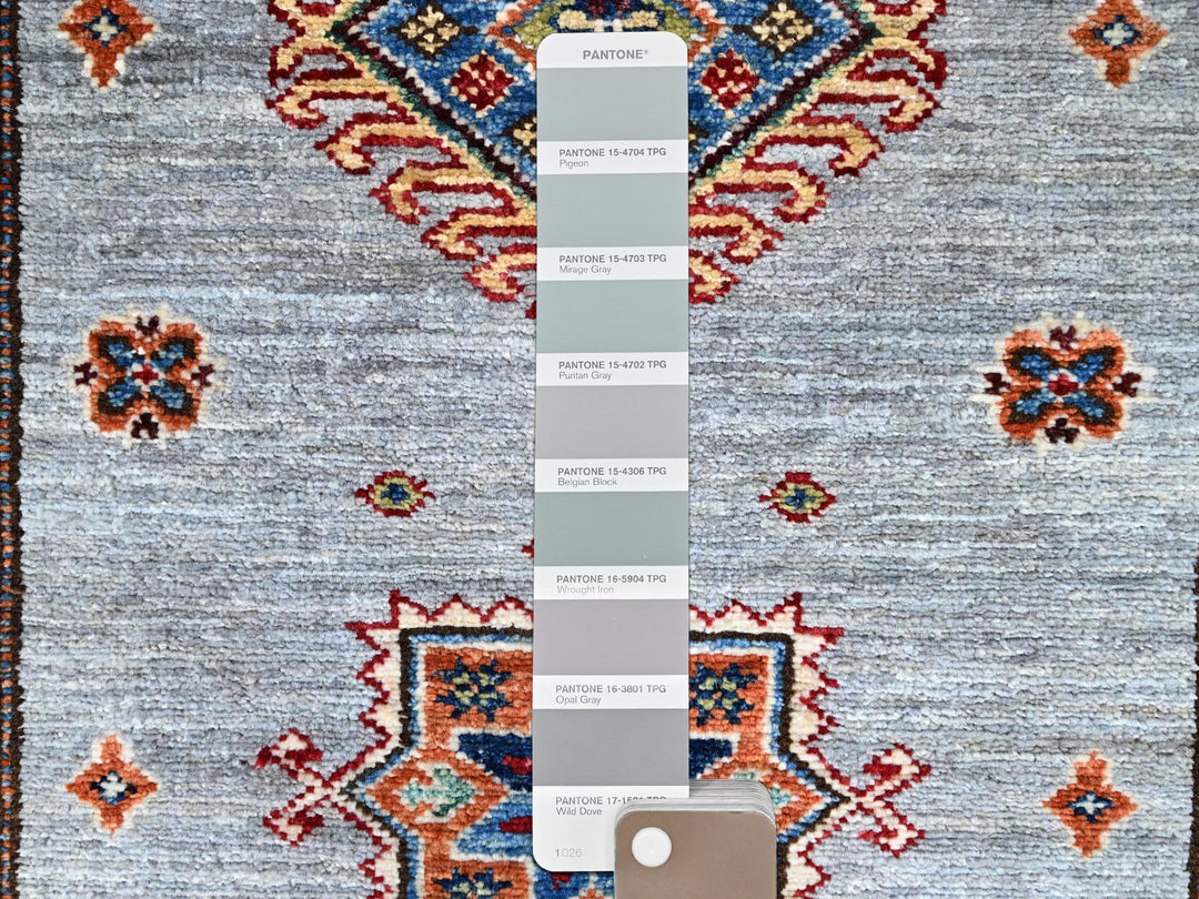 2'9" x 18'2" New Hand Knotted Grey Wool Runner Oriental Rug - MOA10286916