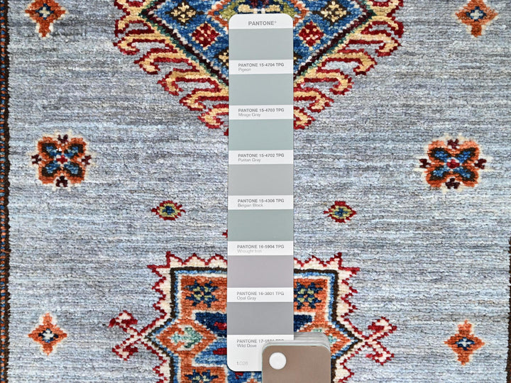 2'9" x 18'2" New Hand Knotted Grey Wool Runner Oriental Rug - MOA10286916
