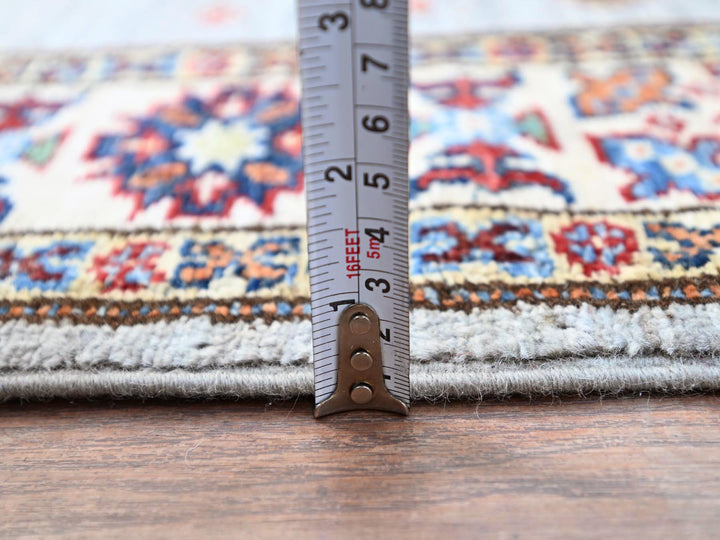 2'9" x 18'2" New Hand Knotted Grey Wool Runner Oriental Rug - MOA10286916