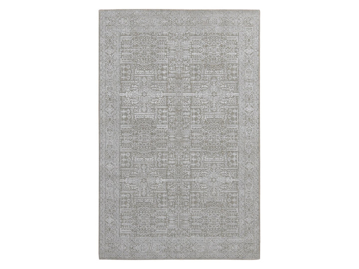 5'9" x 9'0" New Hand Loomed Grey Wool and Plant based Silk Rectangle Oriental Rug - MOA10287003