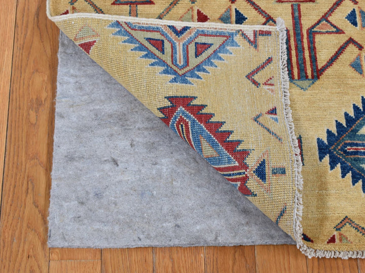 6'1" x 9'1" New Hand Knotted Yellow Wool Rectangle Oriental Rug - MOA10287013