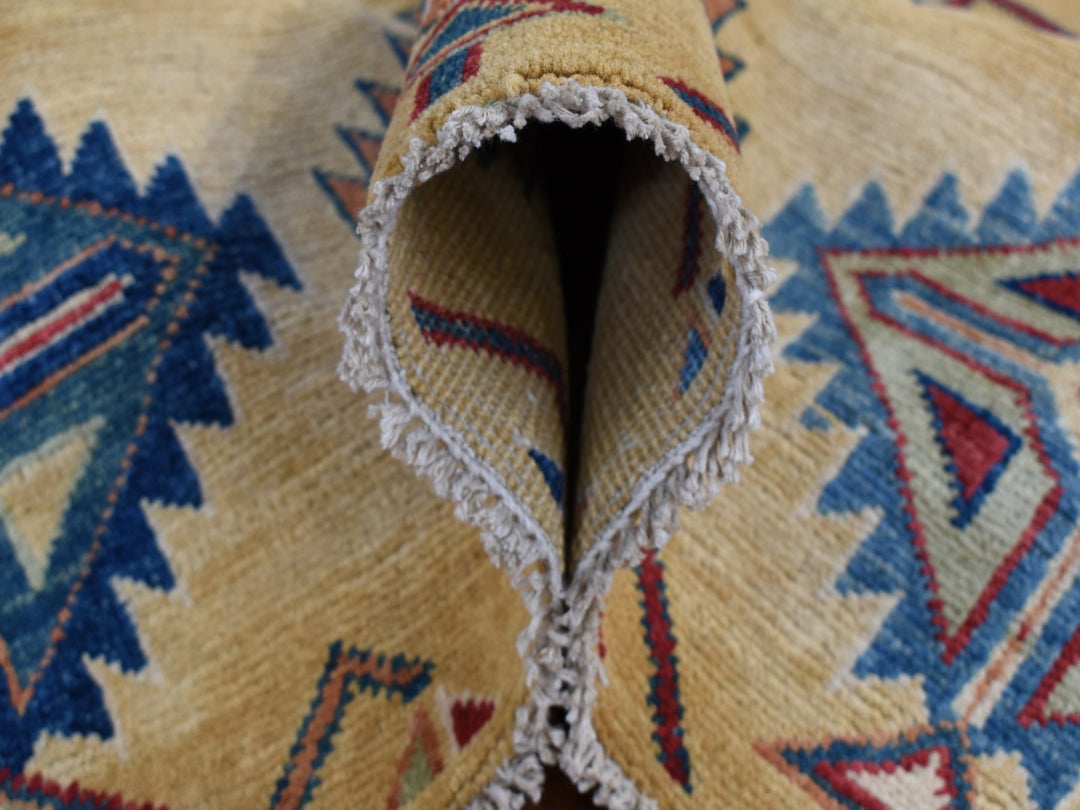 6'1" x 9'1" New Hand Knotted Yellow Wool Rectangle Oriental Rug - MOA10287013