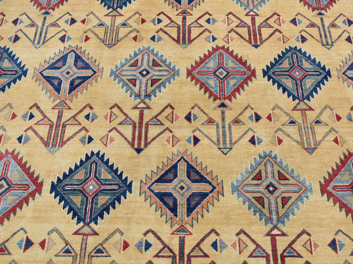 6'1" x 9'1" New Hand Knotted Yellow Wool Rectangle Oriental Rug - MOA10287013