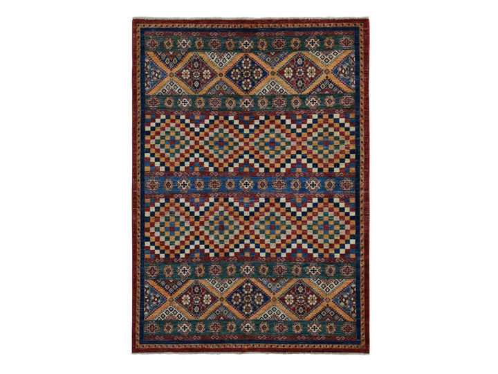 5'7" x 8'0" New Hand Knotted Green Wool Rectangle Oriental Rug - MOA10287018