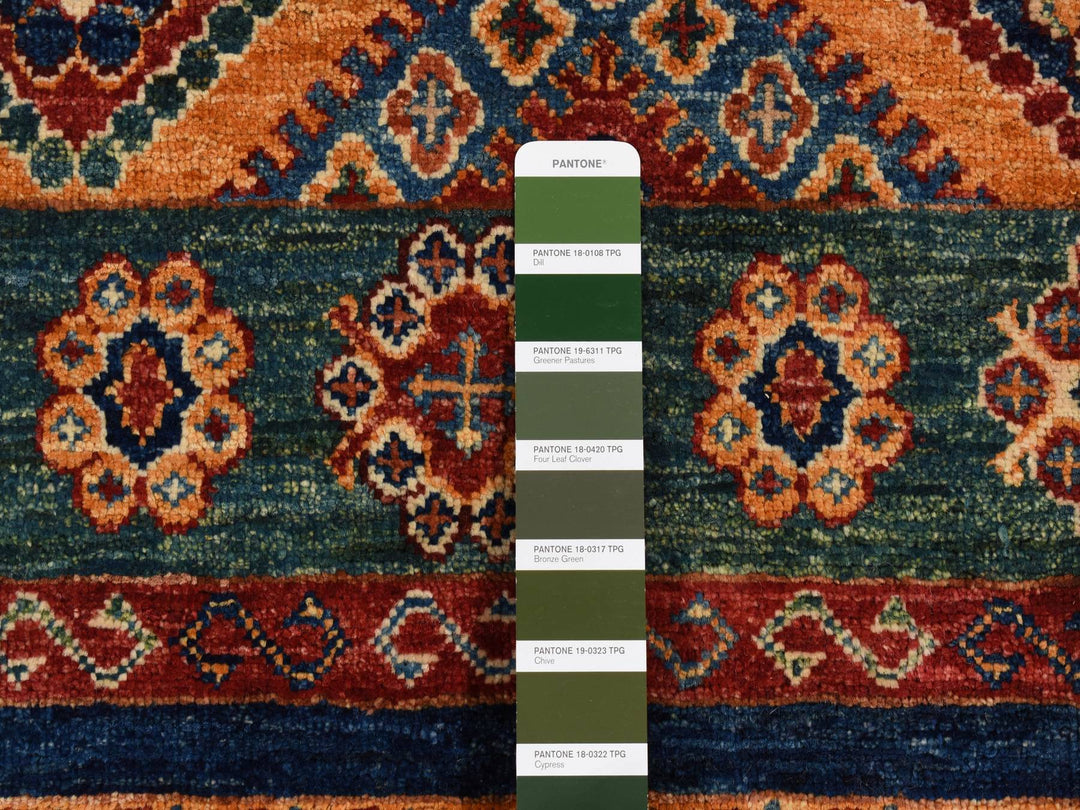 5'7" x 8'0" New Hand Knotted Green Wool Rectangle Oriental Rug - MOA10287018