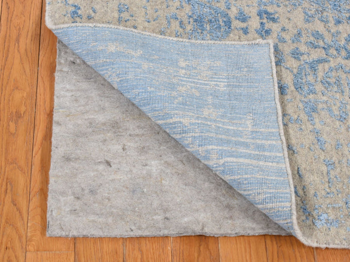 5'10" x 8'9" New Hand Loomed Blue Wool & Silk Rectangle Oriental Rug - MOA10287019