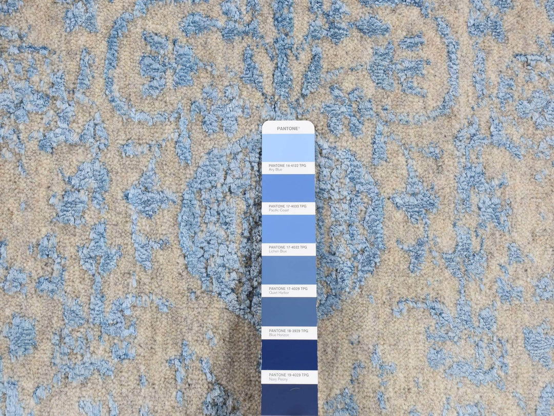 5'10" x 8'9" New Hand Loomed Blue Wool & Silk Rectangle Oriental Rug - MOA10287019