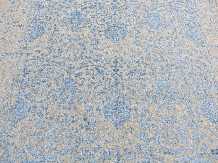 5'10" x 8'9" New Hand Loomed Blue Wool & Silk Rectangle Oriental Rug - MOA10287019