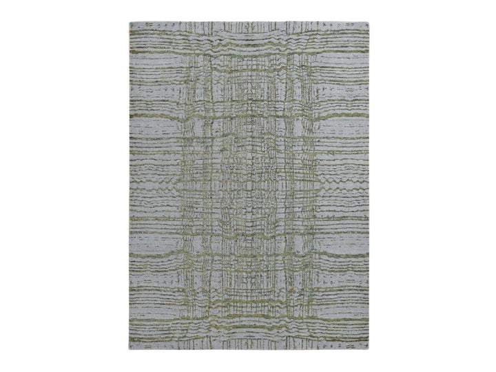 8'0" x 9'10" New Hand Loomed Grey Wool & Silk Rectangle Oriental Rug - MOA10287021