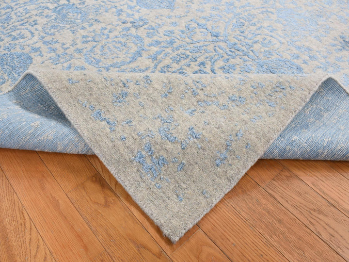 7'10" x 9'9" New Hand Loomed Blue Wool Rectangle Oriental Rug - MOA10287022