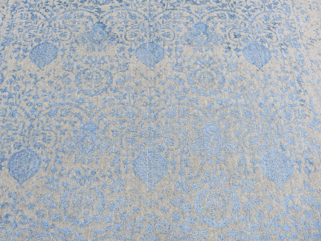 7'10" x 9'9" New Hand Loomed Blue Wool Rectangle Oriental Rug - MOA10287022