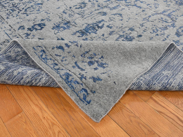 7'10" x 10'0" New Hand Loomed Grey Wool & Silk Rectangle Oriental Rug - MOA10287028