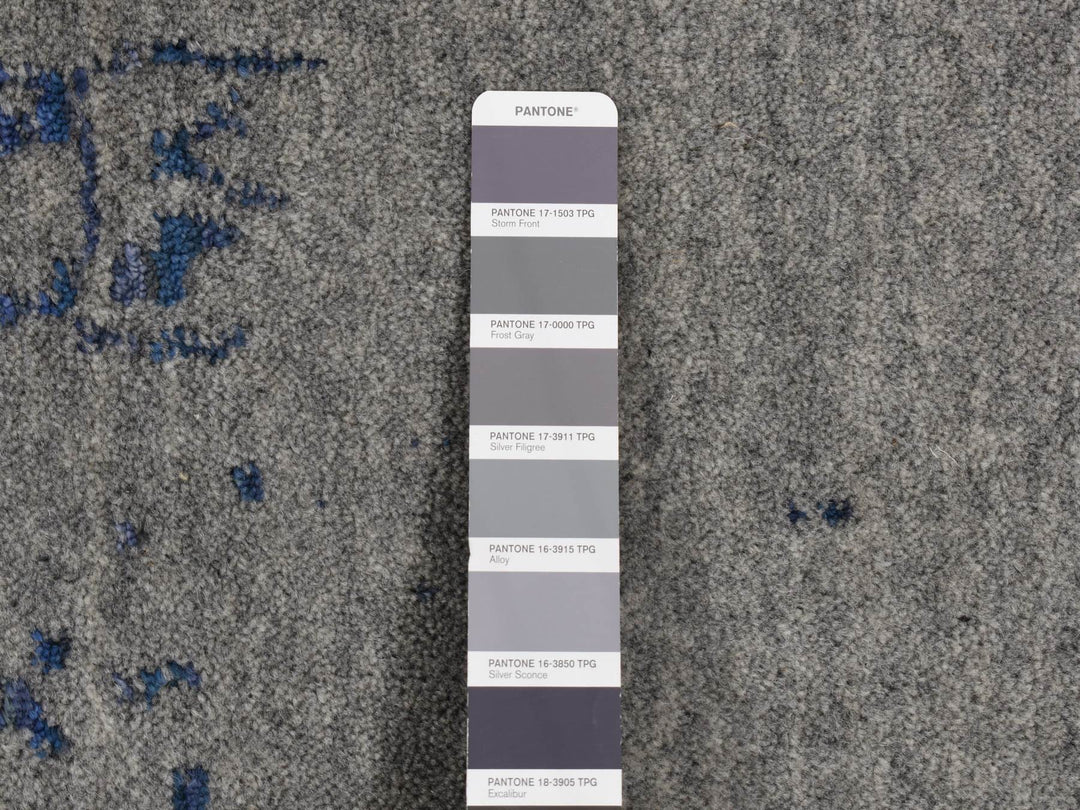 7'10" x 10'0" New Hand Loomed Grey Wool & Silk Rectangle Oriental Rug - MOA10287028