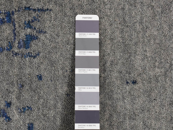 7'10" x 10'0" New Hand Loomed Grey Wool & Silk Rectangle Oriental Rug - MOA10287028