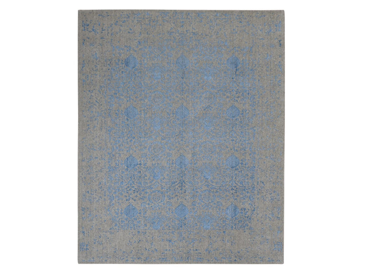 7'10" x 9'9" New Hand Loomed Blue Wool Rectangle Oriental Rug - MOA10287058