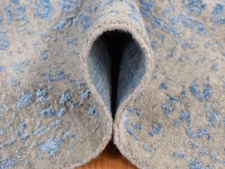 7'10" x 9'9" New Hand Loomed Blue Wool Rectangle Oriental Rug - MOA10287058