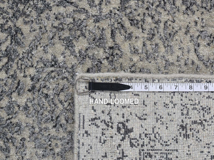 2'5" x 8'2" New Hand Loomed Grey Wool & Silk Runner Oriental Rug - MOA10287228