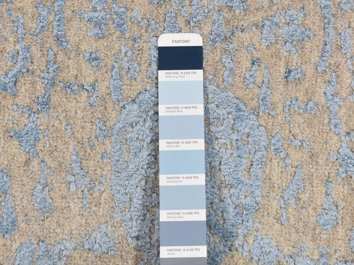 2'5" x 10'1" New Hand Loomed Blue Wool & Art Silk Runner Oriental Rug - MOA10287247