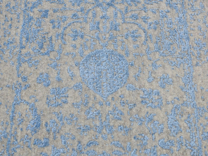 2'5" x 10'1" New Hand Loomed Blue Wool & Art Silk Runner Oriental Rug - MOA10287247